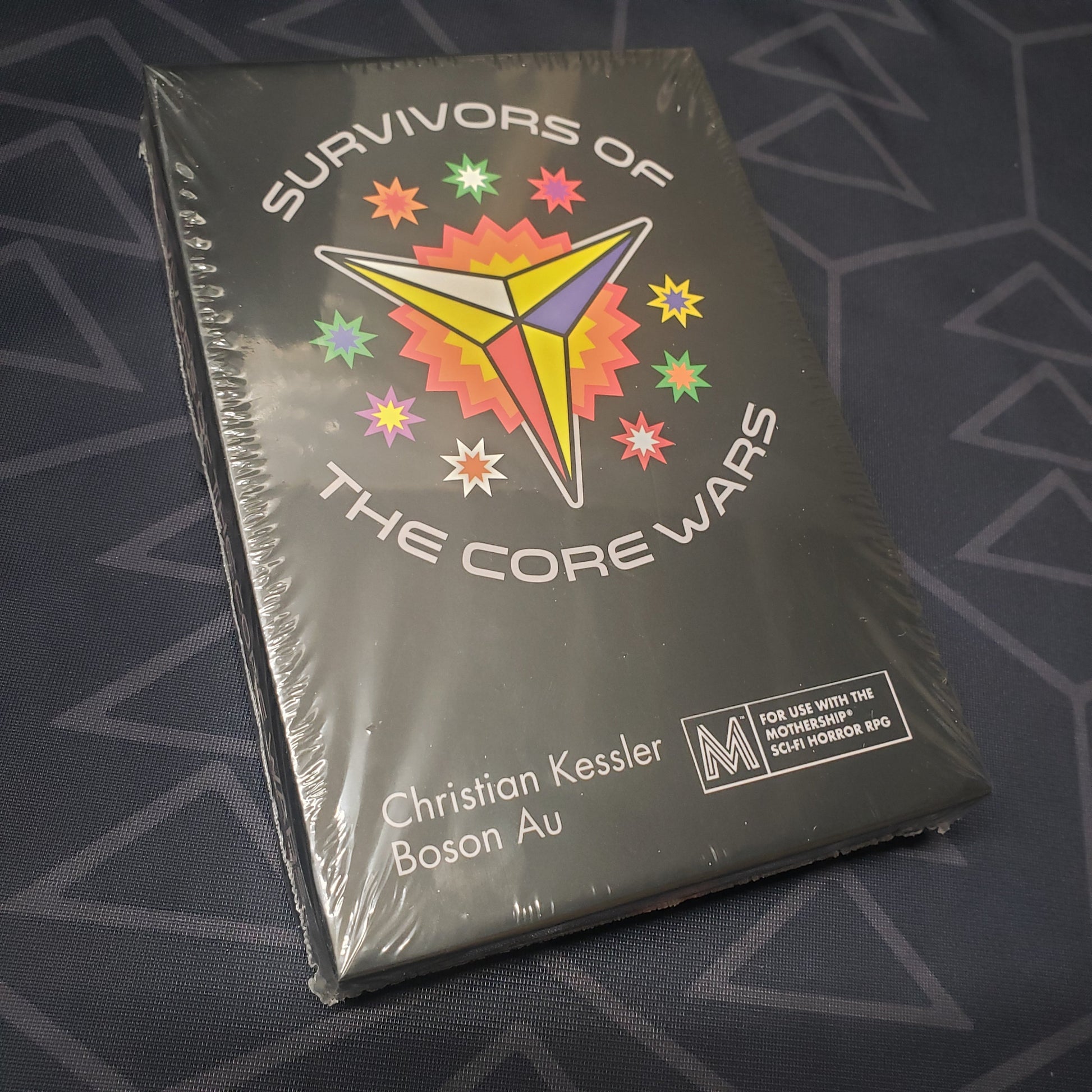Image shows the front cover of the Survivors of the Core Wars Deck box for the roleplaying game Mothership