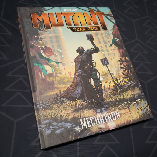 Image shows the front cover of the Mechatron book for the roleplaying game Mutant: Year Zero