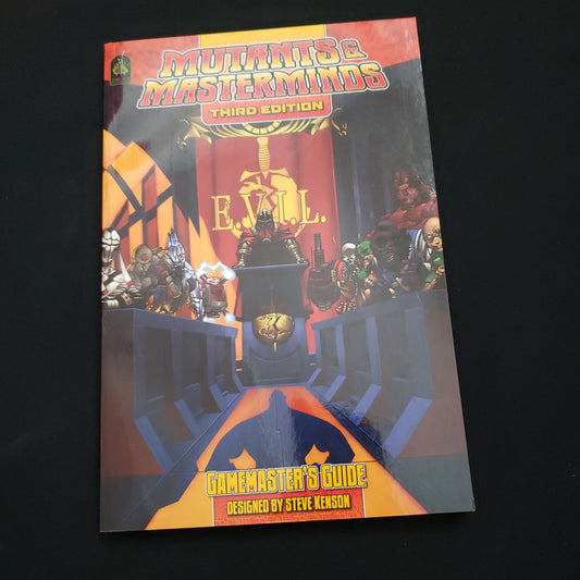 Image shows the front cover of the Gamemaster's Guide book for the Mutants & Masterminds 3E roleplaying game