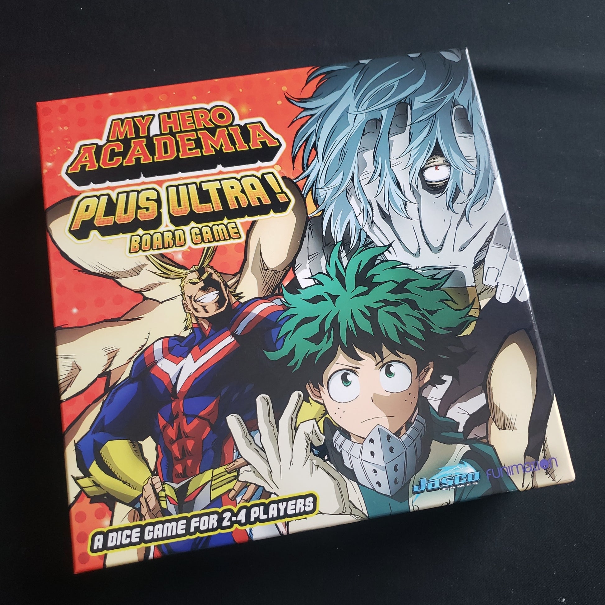 Image shows the front cover of the box of the My Hero Academia: Plus Ultra! board game