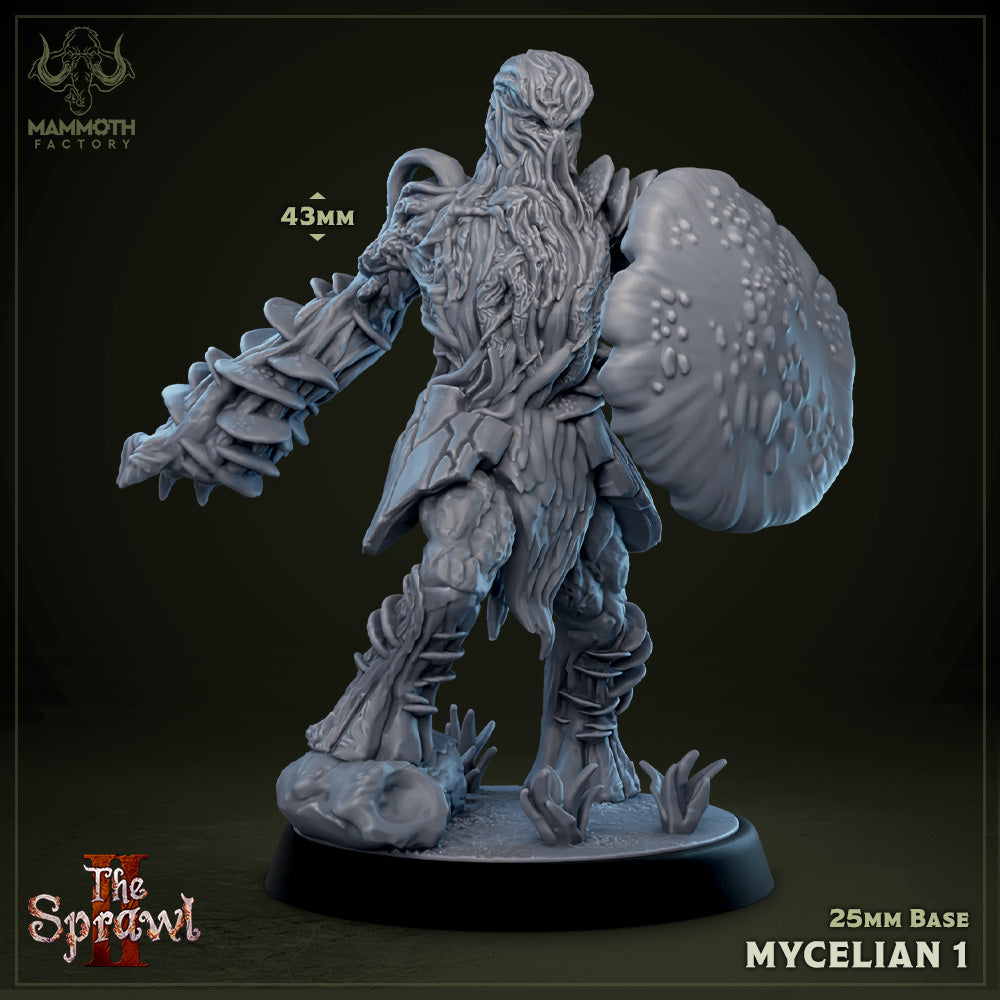 Image shows a 3D render of a fungus warrior gaming miniature