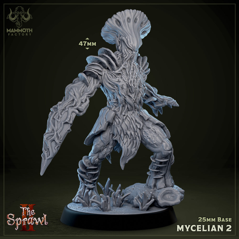 Image shows a 3D render of a fungus warrior gaming miniature