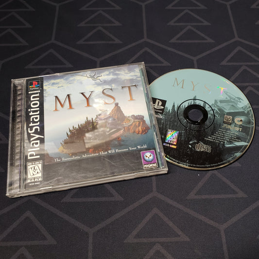 Image shows the case & disc for the video game Myst for Playstation 1