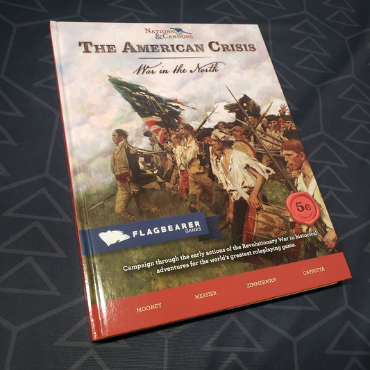 Image shows the front cover of the American Crisis: War in the North book for the roleplaying game Nations & Cannons