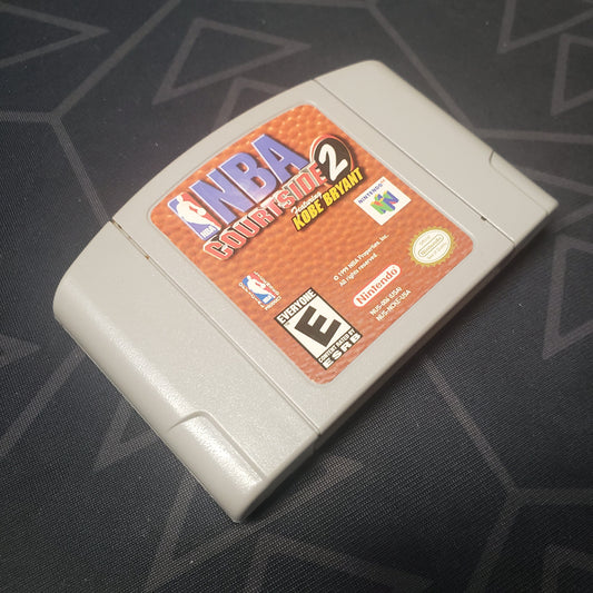 Image shows the front of the cartridge for the video game NBA Courtside 2 featuring Kobe Bryant for the Nintendo 64