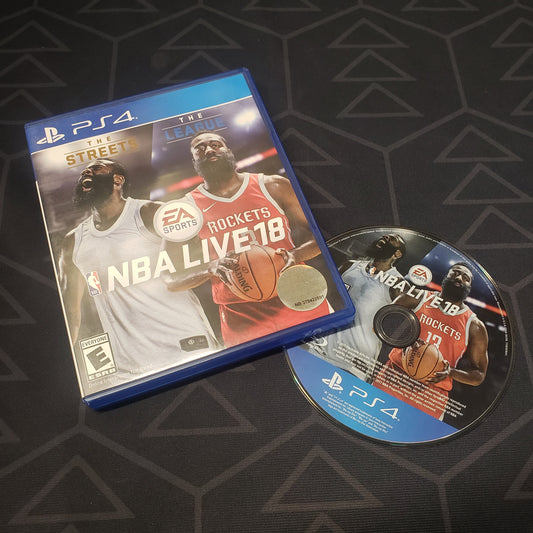 Image shows the case and disc for the video game NBA Live 18 for Playstation 4