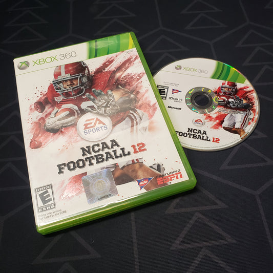 Image shows the case and disc for the video game NCAA Football 12 for Xbox 360