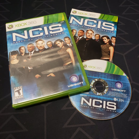 Image shows the case, manual and disc for the video game NCIS: The Game for Xbox 360