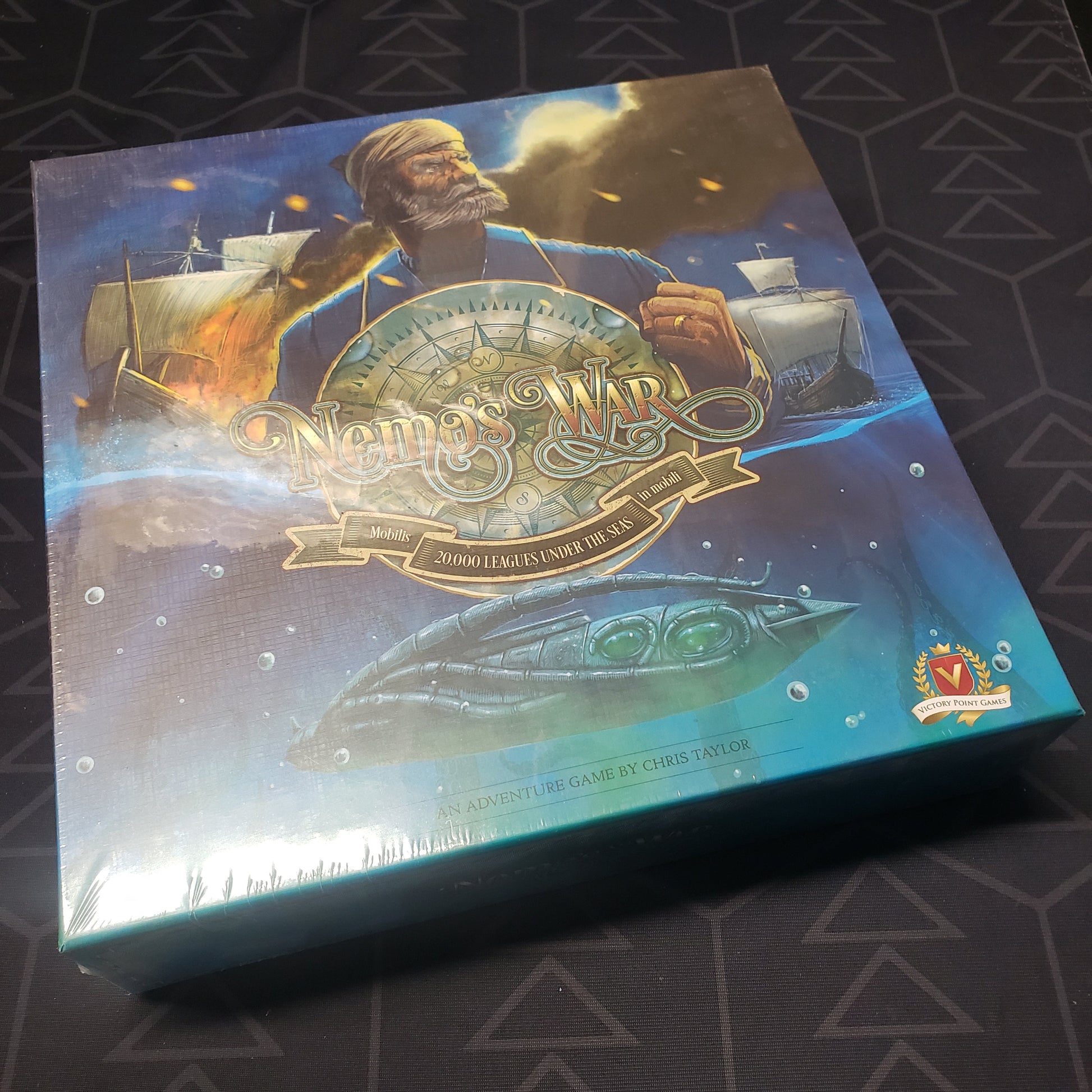 Image shows the front cover of the box of the Nemo's War board game