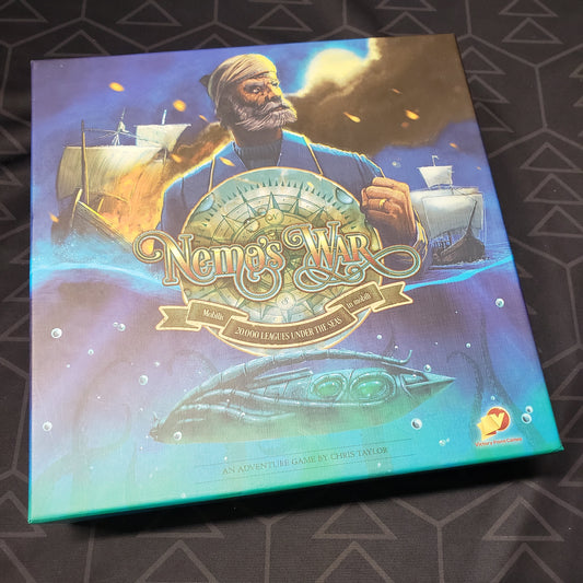Image shows the front cover of the box of the Nemo's War board game