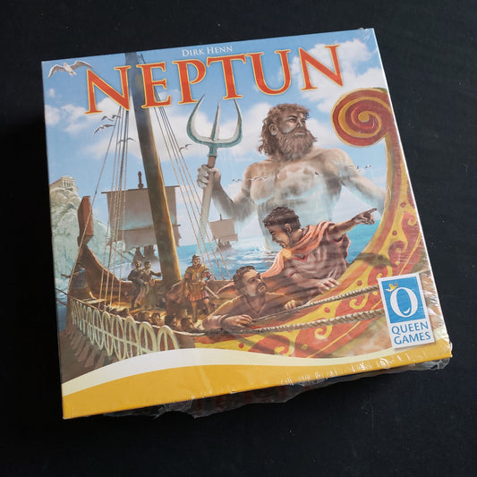 Image shows the front cover of the box of the Neptun board game