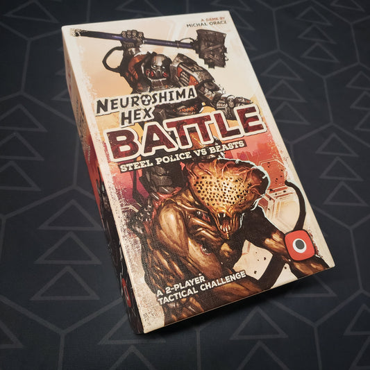Image shows the front cover of the box for the Neuroshima Hex: Battle board game