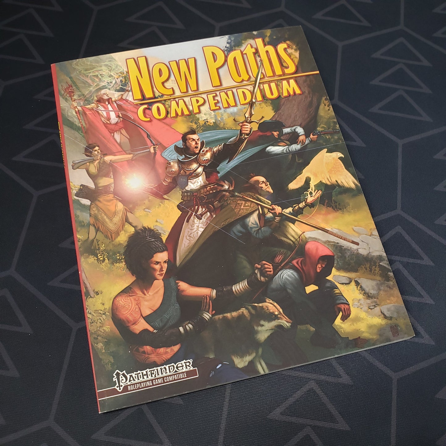 Image shows the front cover of the New Paths Compendium roleplaying game book