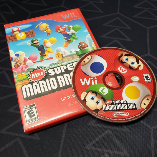 Image shows the case & disc for the video game New Super Mario Bros Wii for Nintendo Wii