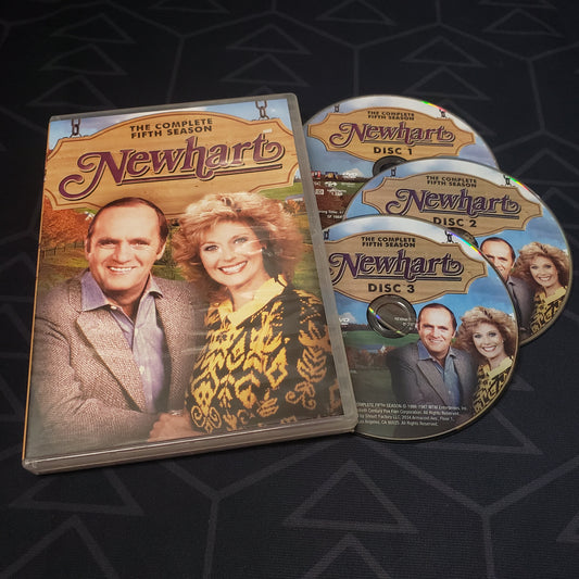 Image shows the case & three discs for Newhart: Season 5 on DVD