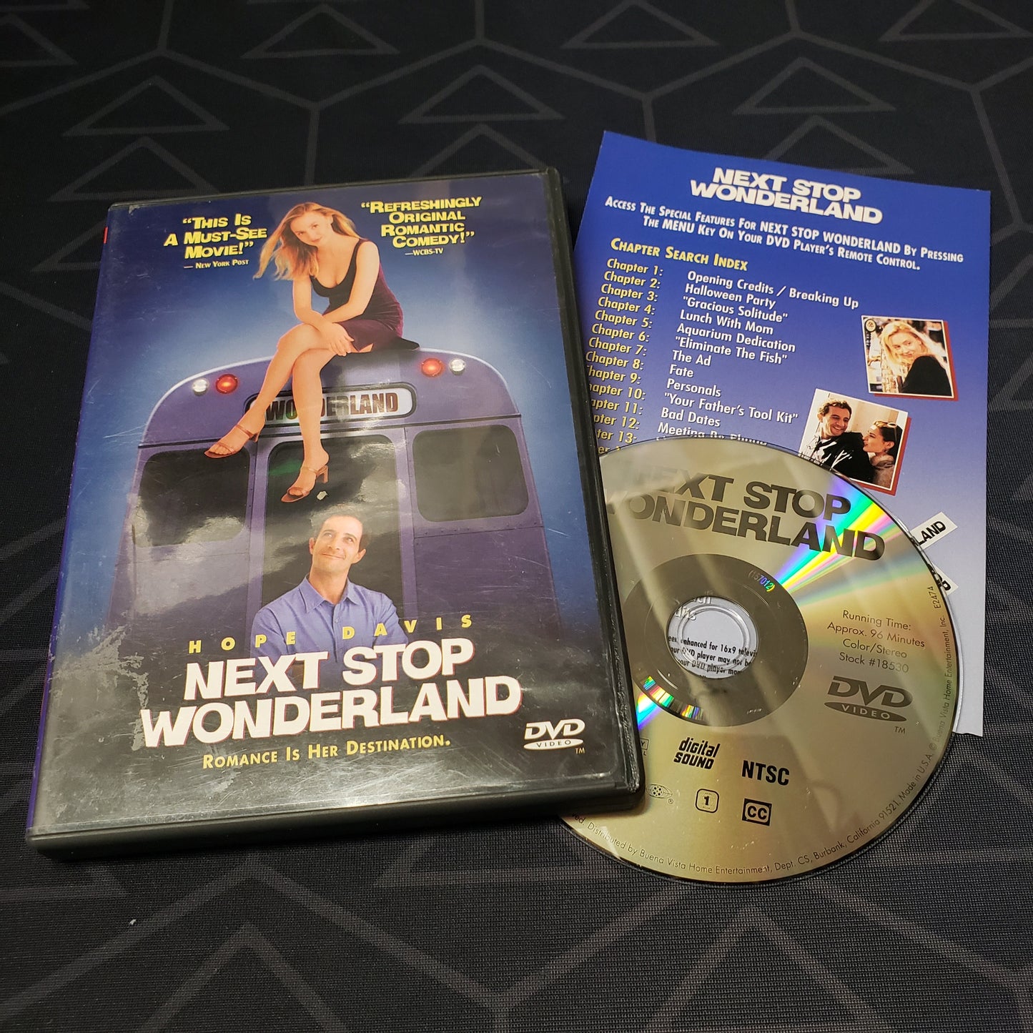 Image shows the case, insert & disc for Next Stop Wonderland on DVD