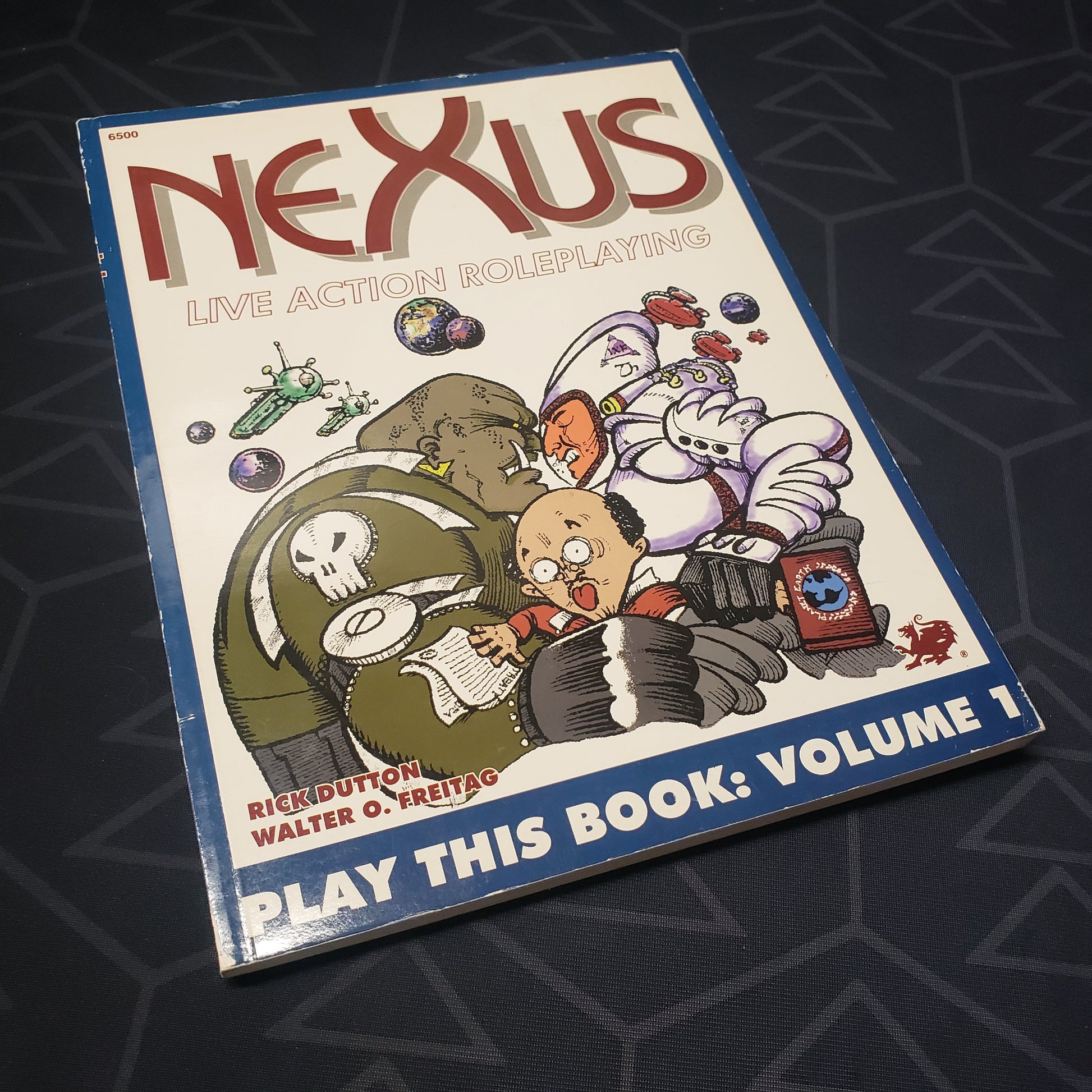 Image shows the front cover of the core rulebook for the roleplaying game Nexus: Live Action Roleplaying