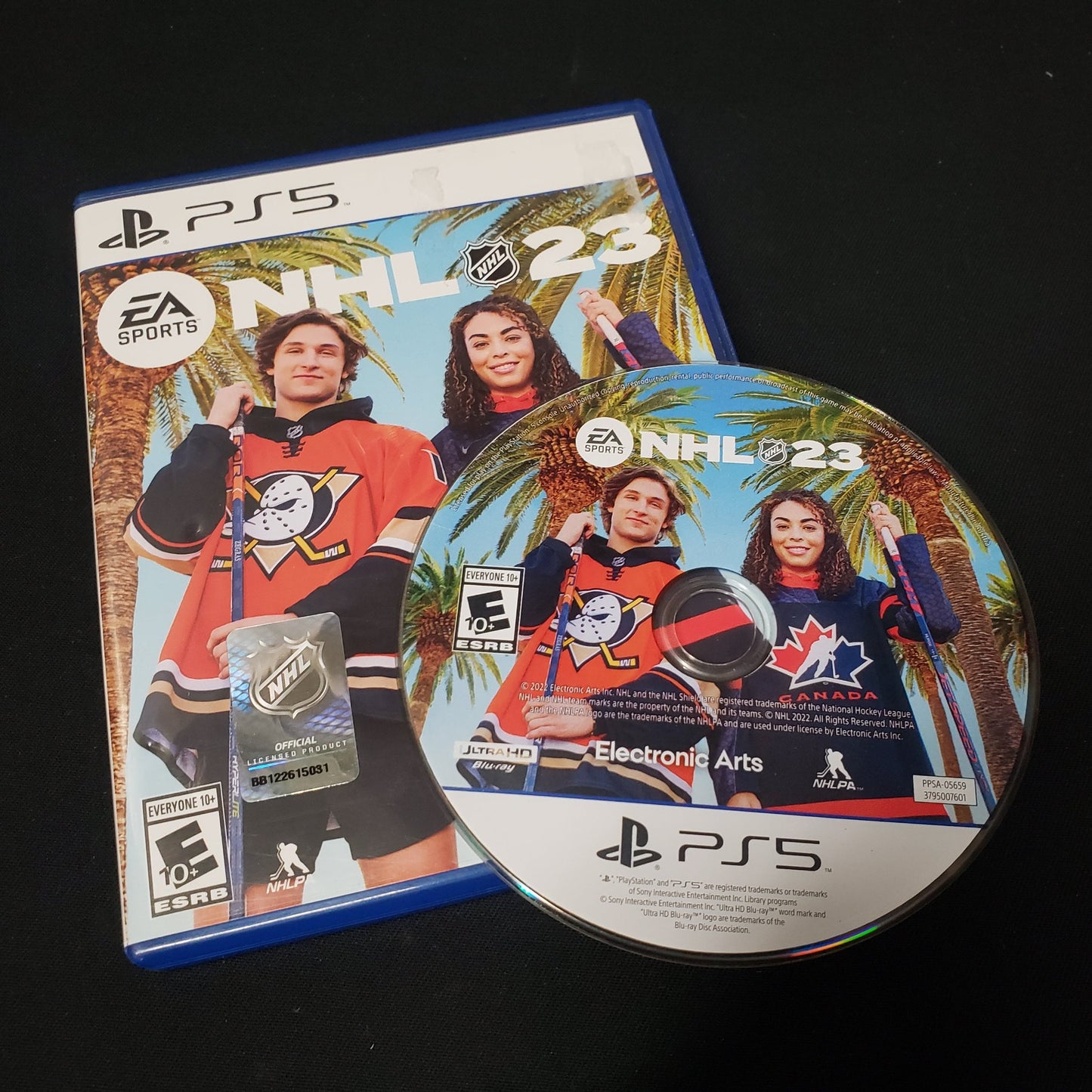 Image shows the case & disc for the video game NHL 23 for Playstation 5