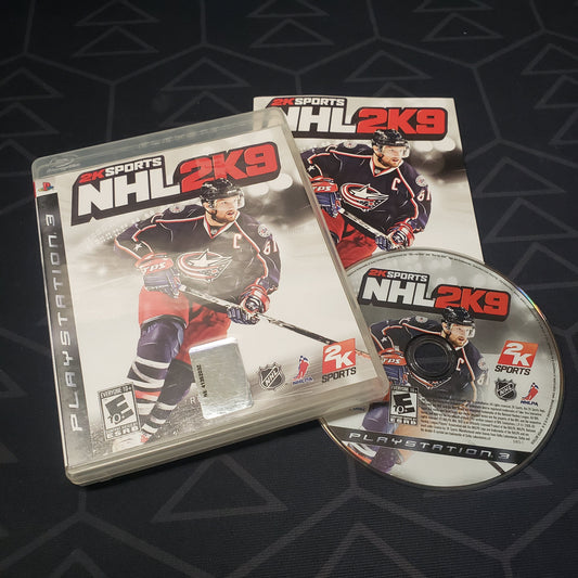 Image shows the case, manual and disc for the video game NHL 2K9 for Playstation 3