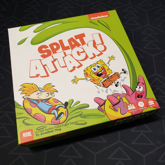 Image shows the front cover of the box for the Nickelodeon Splat Attack! board game