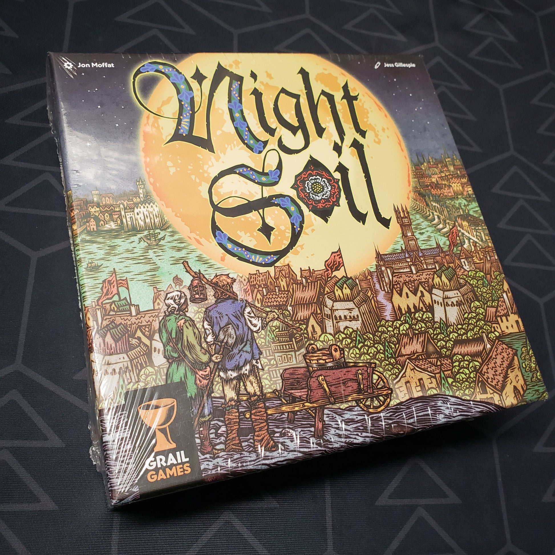 Image shows the front cover of the box for the Night Soil board game