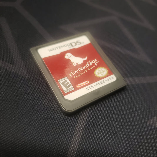 Image shows the front of the cartridge for the video game Nintendogs: Dachshund & Friends for Nintendo DS