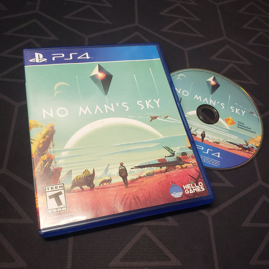 Image shows the case and disc for the video game No Man's Sky for Playstation 4