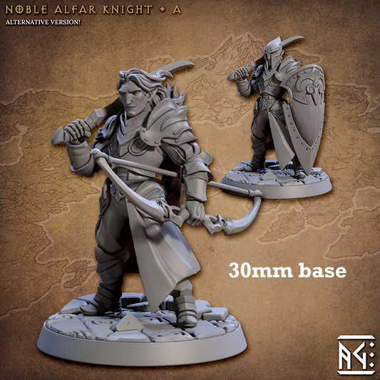 Image shows a 3D render of a high elf paladin gaming miniature