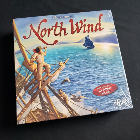 Image shows the front cover of the box of the North Wind board game