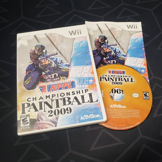 Image shows the case, manual & disc for the video game NPPL Championship Paintball 2009 for Nintendo Wii