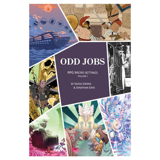 Image shows the front cover of the Odd Jobs roleplaying game book