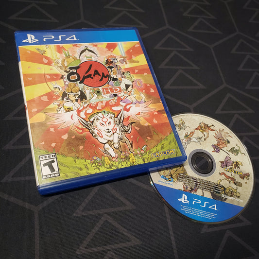 Image shows the case and disc for the video game Okami HD for Playstation 4
