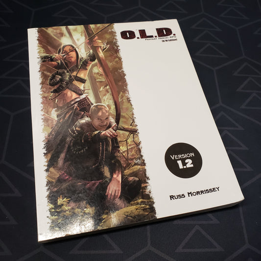 Image shows the front cover of the core rulebook for the roleplaying game O.L.D.: Fantasy Heroic Roleplaying
