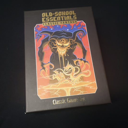 Image shows the front cover of the Classic Fantasy Game Set for the roleplaying game Old-School Essentials
