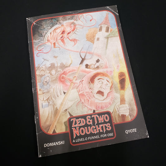 Image shows the front cover of the Zed & Two Noughts book for the Old-School Essentials roleplaying game