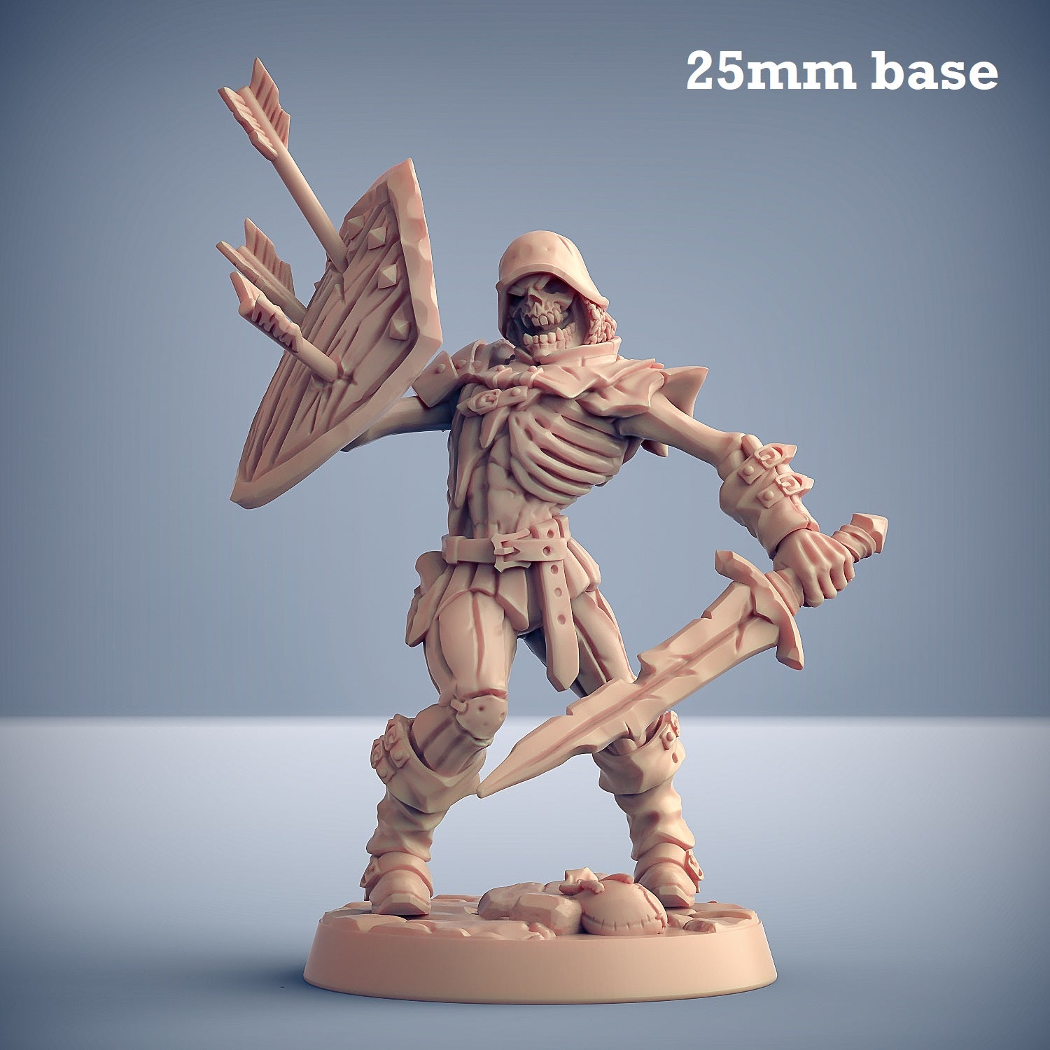 Image shows a 3D render or a skeleton warrior gaming miniature