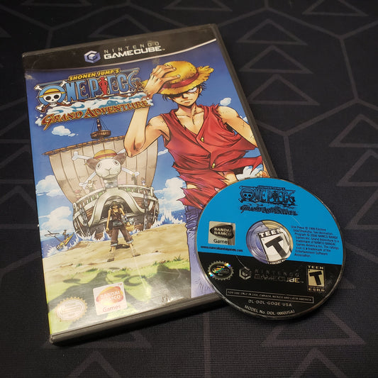 Image shows the case and disc for the video game One Piece: Grand Adventure for Nintendo GameCube