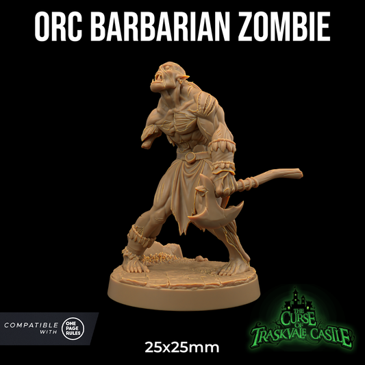 Image shows 3D render of an orc zombie gaming miniature