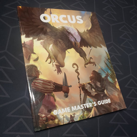 Image shows the front cover of the Game Master's Guide book for the roleplaying game Orcus