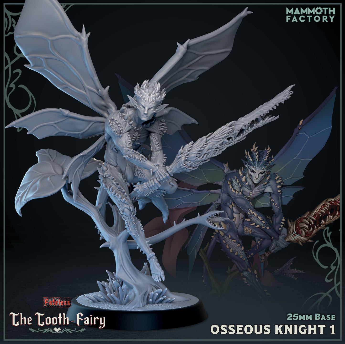 Image shows a 3D render of a tooth sprite gaming miniature.