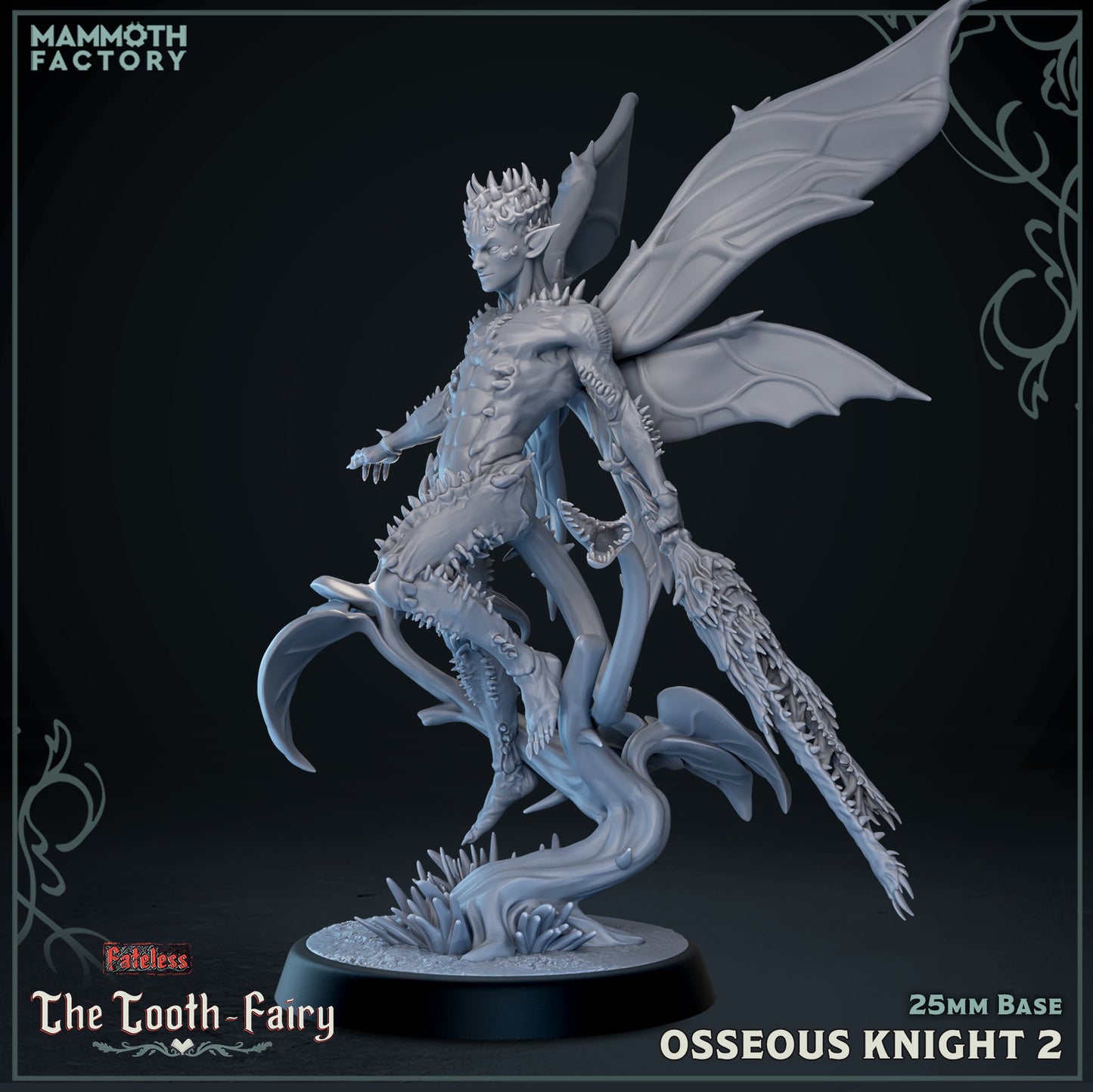Image shows a 3D render of a tooth sprite gaming miniature.