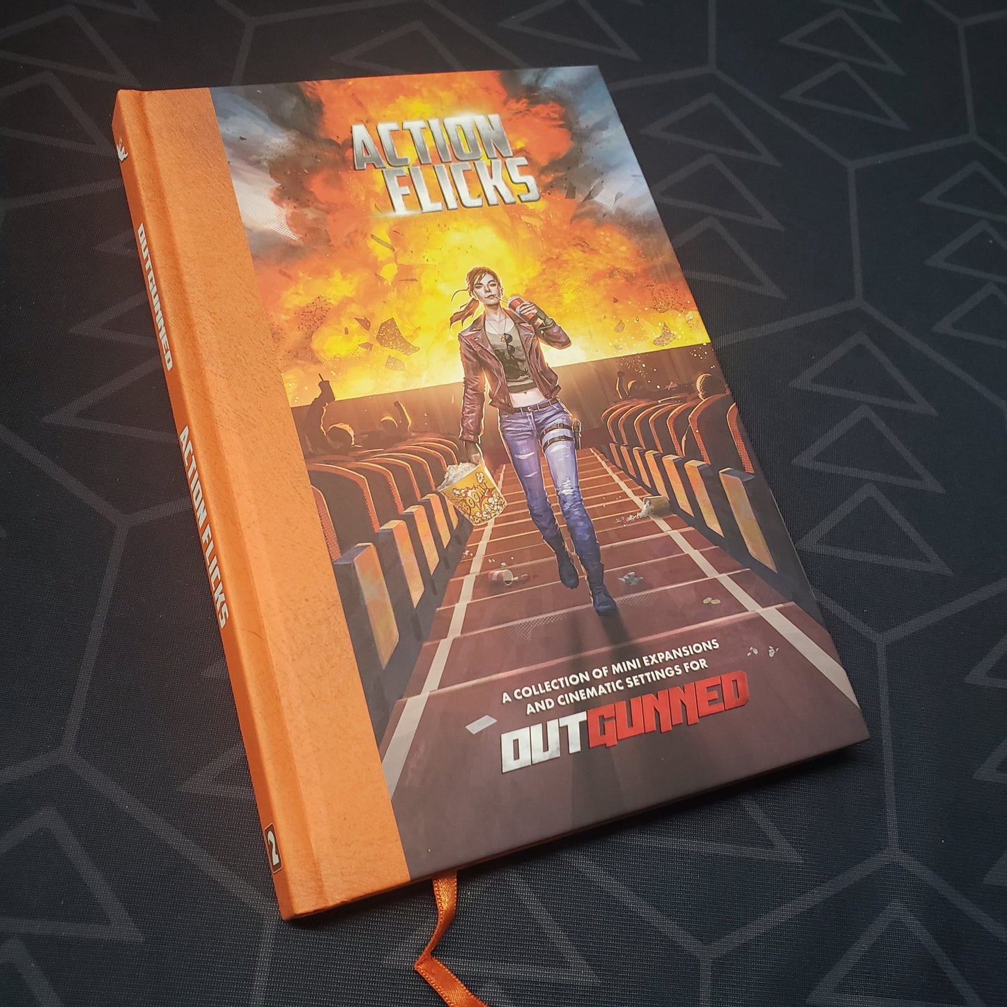 Image shows the front cover of the Action Flicks book for the roleplaying game Outgunned