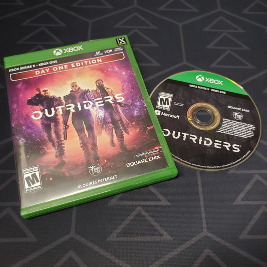 Image shows the case & disc for the video game Outriders for Xbox Series X