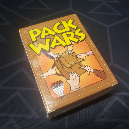Image shows the front cover of the box of the Pack Wars card game