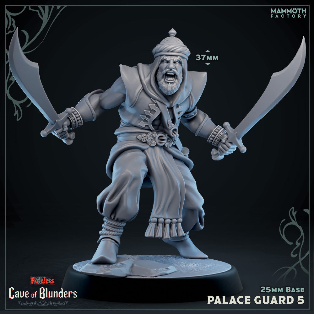 Image shows a 3D render of a desert palace guard gaming miniature.