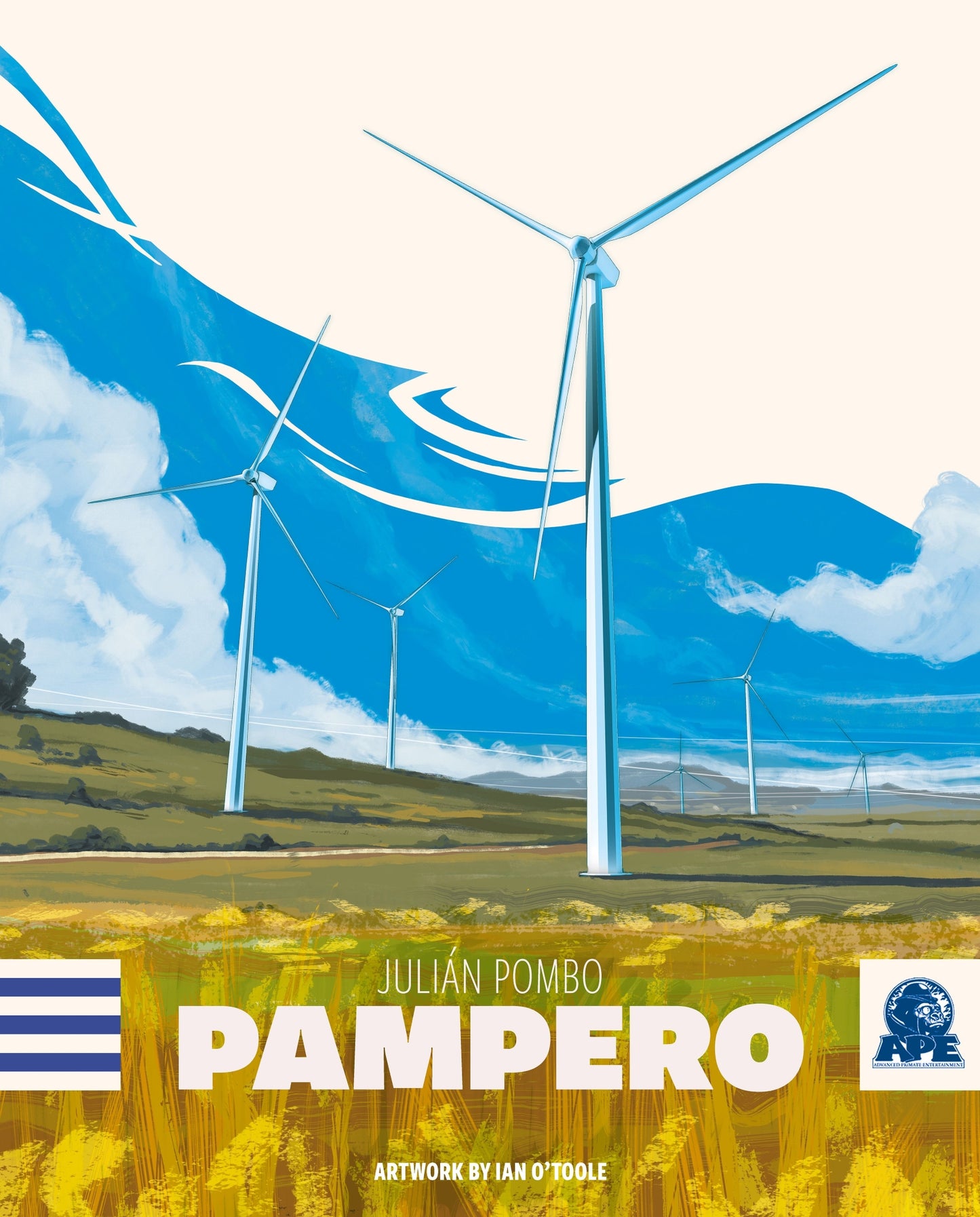 Image shows the front cover of the box of the Pampero board game