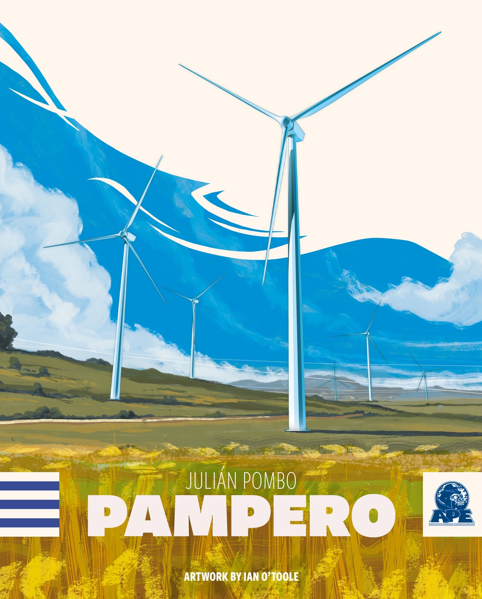 Image shows the front cover of the box of the Pampero board game