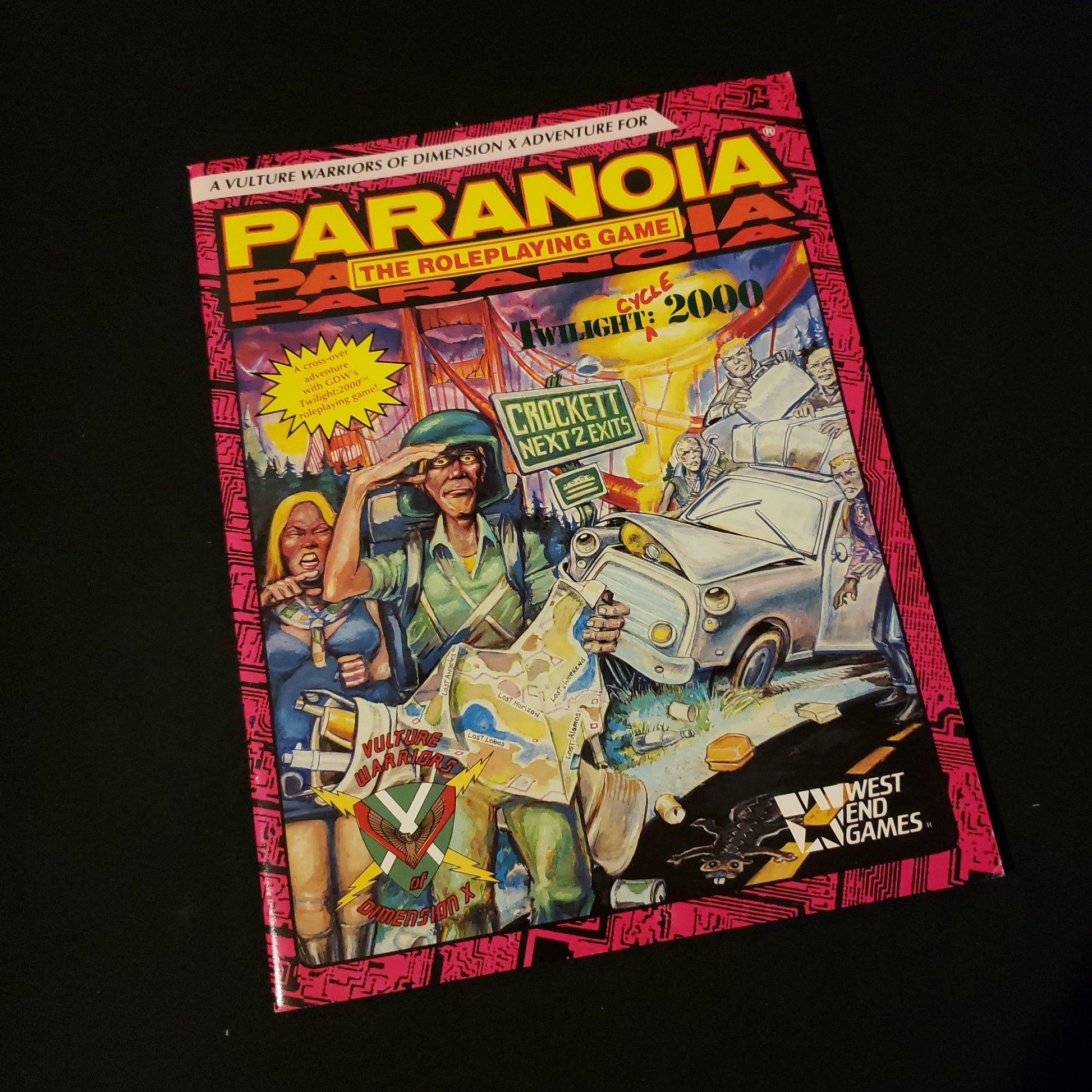 Image shows the front cover of the Paranoia: Twilightcycle 2000 roleplaying game book