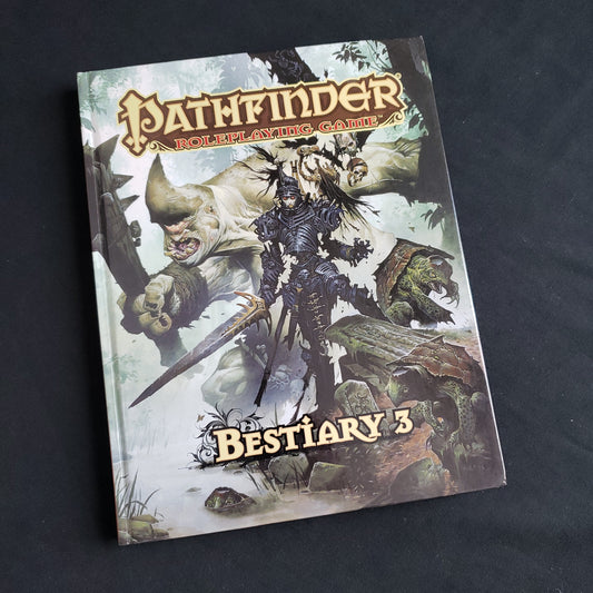 Image shows the front cover of the Bestiary 3 book for the Pathfinder 1E roleplaying game