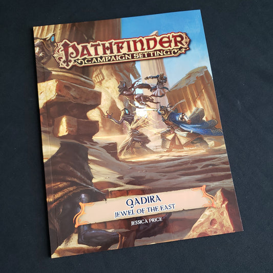 Image shows the front cover of the Qadira, Jewel of the East book for the Pathfinder 1E roleplaying game